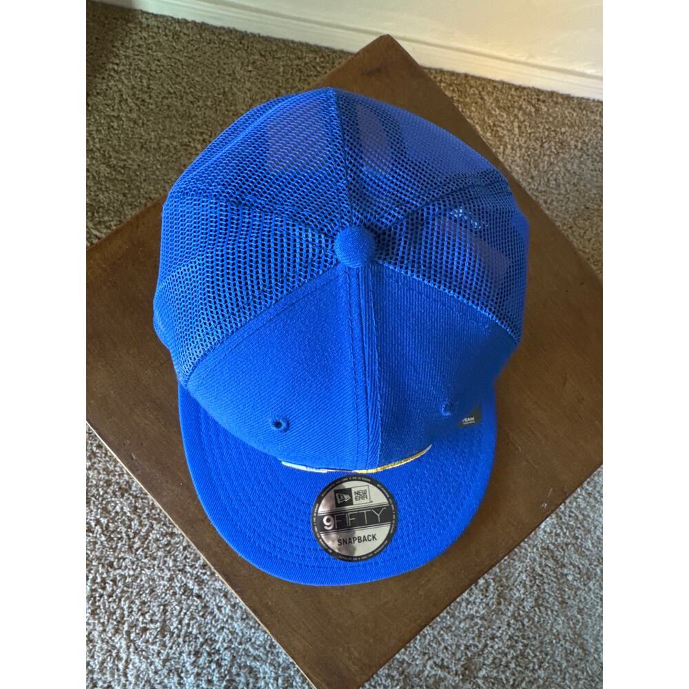 NFL LA Rams New Era 9Fifty Snapback Blue Mesh Embroidered Trucker Hat NWT - Picture 2 of 7